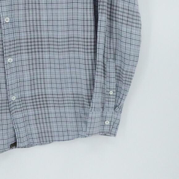 Billy Reid Shirt Mens Large‎ Plaid Gray Blue Standard Long Sleeve Casual Preppy - Picture 6 of 16